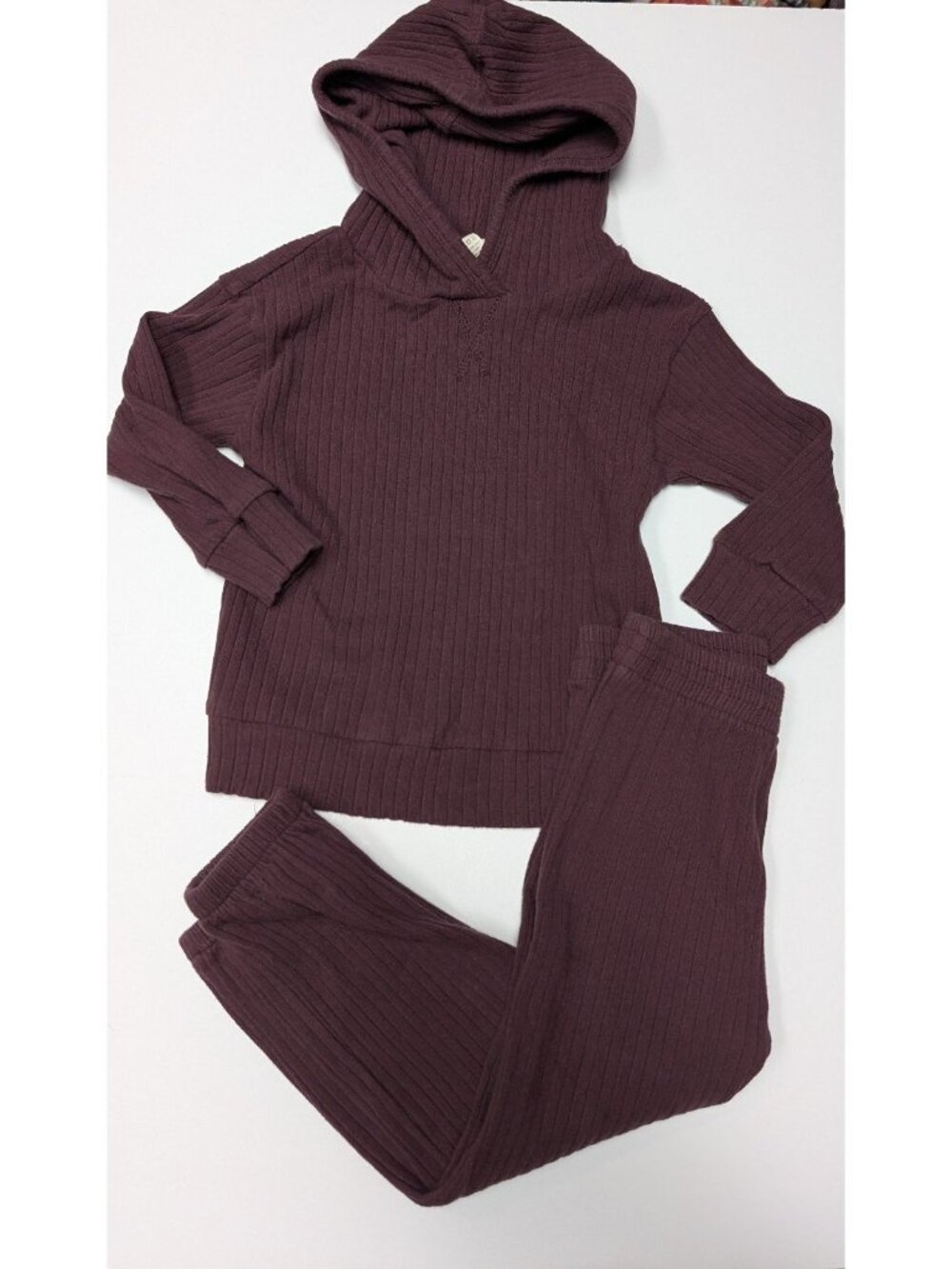 Kate Quinn Organic Cotton Wide Rib Hooded Jogger Set 2T Turnip Harvest Set